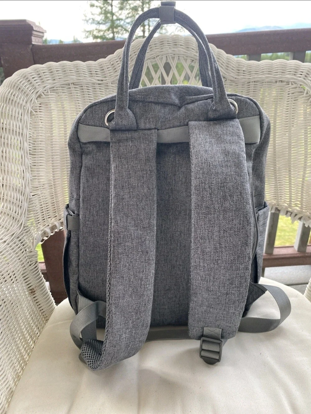 Ruvalino Diaper Bag + Changing Pad Gray Waterproof Travel Organization Backpack